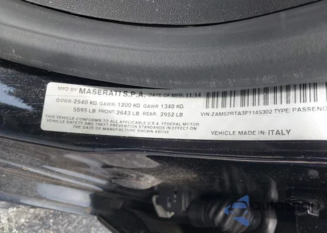 2015 Maserati Ghibli S Q4 z USA, uszkodzony, nr VIN ZAM57RTA3F1145302